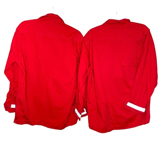 Lot Of 2 Lapco FR Large Mens Red Flame Resistant Collared Button Up Shirt - Picture 2 of 7